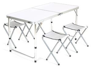 ASTOREO Set camping 4 + 1 - alb - Mărimea masa 120x60 cm + 4 scaunele