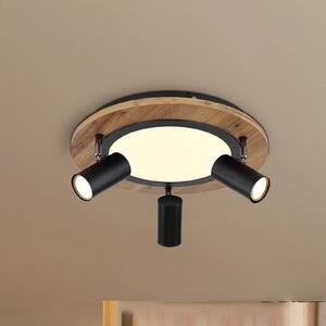 Globo Plafonieră Kassu cu design din lemn Ø 40cm, Lemn, Camera de zi / sufragerie, Metal, Plafon cu flacără multiplă