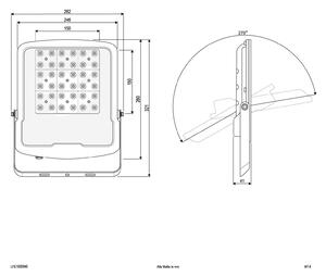 EVN Panthera LED reflector de exterior IP65 100W 4,000K, Negru, Metal, Spot de perete