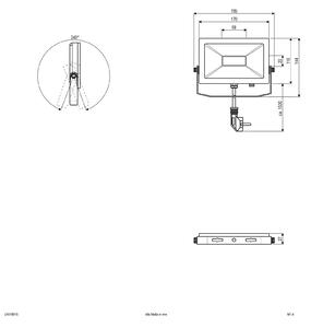 EVN LFA proiector de exterior cu priză argintie 5,700K 15W, Gri, Metal, Spot de perete