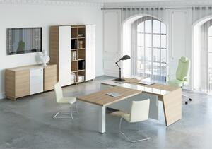 Set mobilier birou Trevix 6, stejar nisip / alb