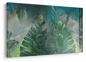 Tablou - Textura de beton cu frunze (90x60 cm)