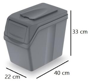 Set pubele pentru deseuri sortate, 3 x 20 l, gri