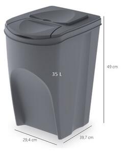 Set pubele pentru deseuri sortate, 3 x 35 l, gri