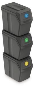 Set pubele pentru deseuri sortate, 3 x 20 l, gri