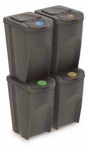 Set pubele pentru deseuri sortate, 4 x 35 l, gri