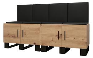 Set mobilier pentru hol Amanda 20 (Stejar artisan + piele ecologică Negru). 1086036