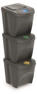 Set pubele pentru deseuri sortate II, 3 x 25 l, gri