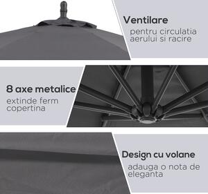 Outsunny Umbrelă de Grădină Deluxe cu Braț Inclinabil și Manivelă, Diametru 3m, Protecție UV, Ideală pentru Patio, Bej | Aosom Romania