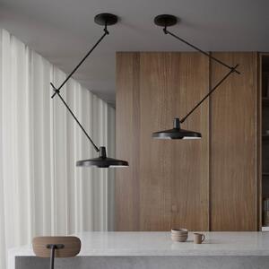 GRUPA Arigato plafon 1-lumină 140cm Ø45cm negru, reglabil, Negru, Studiu / Birou, Metal