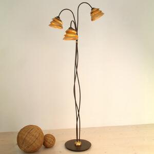 Holländer Lampă de podea Snail 3 becuri maro-auriu, Maro / Rugină, Camera de zi / sufragerie, Metal, Modern