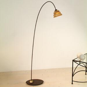 Holländer Lampă de podea Snail, 1 bec, maro-auriu, Maro / Rugină, Camera de zi / sufragerie, Metal, Modern
