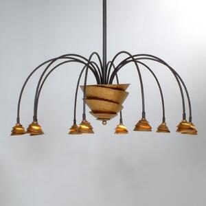 Holländer Lampă suspendată LED Fontaine fier-maro-auriu, reglabil, Maro / Rugină, Camera de zi / sufragerie, Metal, Design