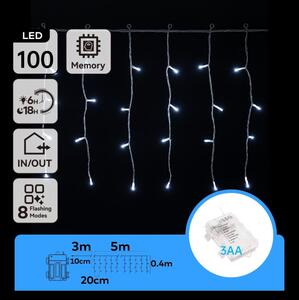 Instalație LED de Crăciun de exterior Aigostar 100xLED/8 funcții 8x0,4m IP44 alb rece