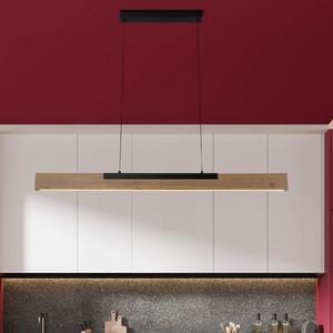 Näve Wilma Lampă suspendată cu LED, lemn, lungime 122 cm, dimabil, reglabil, Lemn, Camera de zi / sufragerie, Lemn, Modern