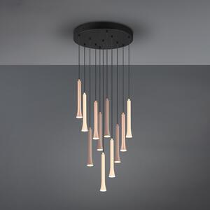 Trio Lighting Lampă suspendată cu LED Fiato, 11 becuri, rotundă, metal, taupe, cafea, reglabil, Bej, Camera de zi / sufragerie, Metal