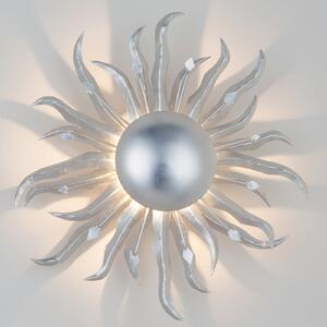 Holländer Aplică de perete Soare Ø 45 cm argintiu, reglabil, Gri, Camera de zi / sufragerie, Metal, Design, Plafon rotund direct