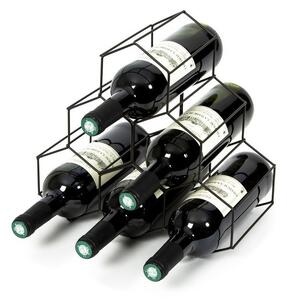 Suport pentru sticle de vin Compactor Hexegon, 6 piese, negru