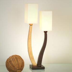 Holländer Lampă de masă Quadrangolare 2 becuri pe maro/auriu, Bej, Camera de zi / sufragerie, Țesătură / Textil, Modern
