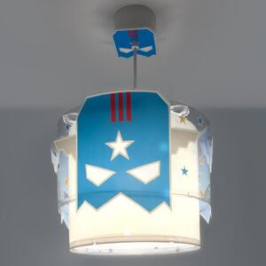 Dalber Lampă suspendată BLUE HERO, alb/albastru, Ø 26 cm, E27, reglabil, Albastru, Camera copiilor, Plastic