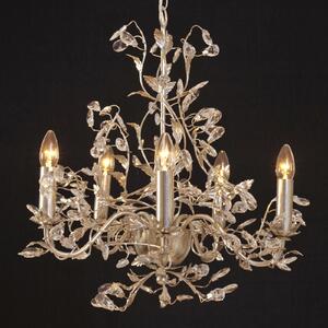 Holländer Candelabru Buono 5 becuri argintiu, reglabil, Metalic, Camera de zi / sufragerie, Sticlă
