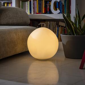 Foscarini Lampa de masă Hoba Grande, Ø 36 cm, pornită/oprită, sticlă, Alb, Camera de zi / sufragerie, Sticlă, Design