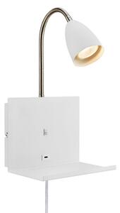 Markslöjd Aplică de perete Cuarto, alb 30 cm fișă fier port USB raft, Alb, dormitor, Metal, Modern