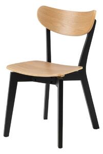 Scaun dining, bej/negru, din lemn de stejar, Roxby