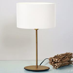 Holländer Lampă de masă Mattia cu abajur oval pe alb, Bronz / Alamă Veche, Camera de zi / sufragerie, Metal, Modern