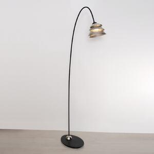 Holländer Lampă de podea Snail One pe argintiu-maro, Metalic, Camera de zi / sufragerie, Metal, Modern, Arc în picioare