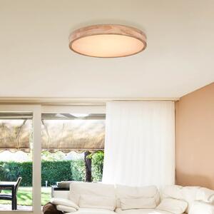 Globo Rainer plafonieră LED, Ø 60 cm, efect de lemn, metal, CCT, reglabil, Lemn, Camera de zi / sufragerie, Metal