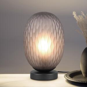 Trio Lighting Lampă de masă Facette, gri fumuriu, înălțime 29 cm, sticlă, E27, Gri, Camera de zi / sufragerie, Sticlă, Modern