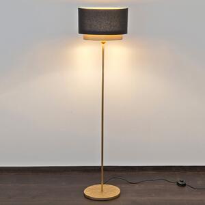 Holländer Lampă podea Mattia, abajur oval și dublu, negru, Auriu / Alamă, Camera de zi / sufragerie, Metal, Design