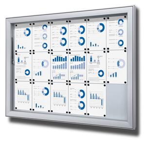 Vitrina de exterioare cu incuietoare pentru informatii 18 x A4 - spate din tabla, tip L, aluminiu