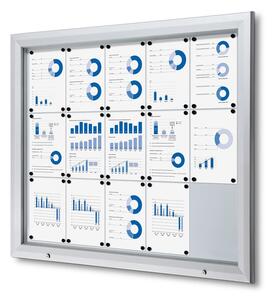 Vitrină de exterioare cu încuietoare pentru informații 15 x A4 - spate din tablă, ignifugă, tip T, aluminiu
