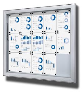 Vitrina de exterioare cu incuietoare pentru informatii 15 x A4 - spate din tabla, tip L, aluminiu