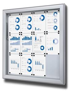 Vitrina de exterioare cu incuietoare pentru informatii 12 x A4 - spate din tabla, tip L, aluminiu
