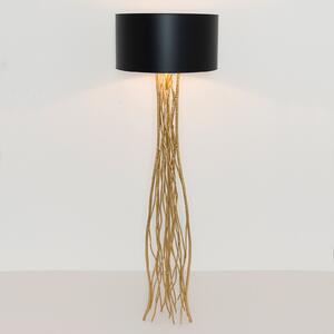 Holländer Lampă de podea Capri pe negru-auriu, Auriu / Alamă, Camera de zi / sufragerie, Țesătură / Textil, Modern