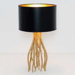 Holländer Lampă de masă neagră Capri, rotundă, H=44 cm, Auriu / Alamă, Camera de zi / sufragerie, Țesătură / Textil, Modern