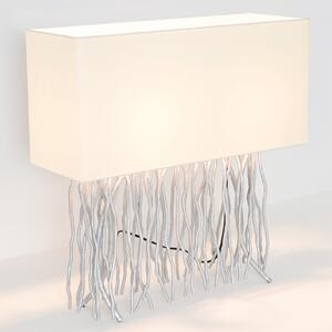 Holländer Lampa de masă CAPRI, argintiu/ecru, înălțime 51 cm, metal, 2 x E14, Gri, Camera de zi / sufragerie, Țesătură / Textil, Modern