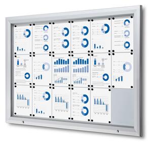 Vitrina de exterioare cu incuietoare pentru informatii 18 x A4 - spate din tabla, ignifuga, tip T, aluminiu