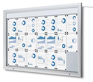 Vitrina de informare cu LED pentru exterior cu cartonaș de sus 21 x A4 - tip T, aluminiu