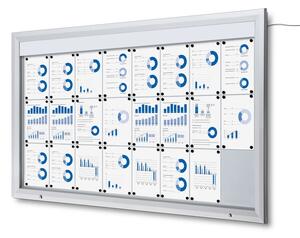 Vitrina de informare LED de exterior cu cartonaș de sus 24 x A4 - tip T, aluminiu