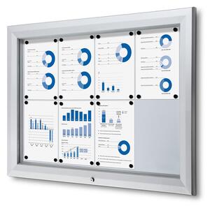 Vitrina de exterioare cu incuietoare pentru informatii 8 x A4 - spate din tabla, ignifuga, tip T, aluminiu