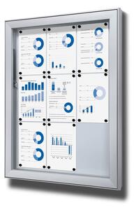 Vitrină de informare încuiată în aer liber 9 x A4 - spate din tablă, tip L, aluminiu