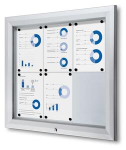 Vitrina de exterioare cu incuietoare pentru informatii 6 x A4 - spate din tabla, ignifuga, tip T, aluminiu