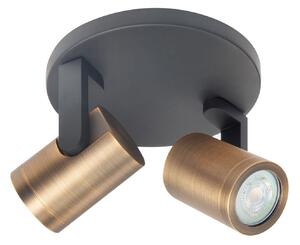 HighLight Spot de plafon Halo, negru/argint ars Ø 17 cm 2 becuri., reglabil, Negru, Camera de zi / sufragerie, Metal, Modern, Plafon cu flacără multiplă