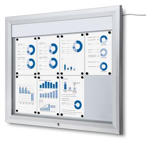 Vitrina de informare LED de exterior cu cartonaș de sus 8 x A4 - tip T, aluminiu
