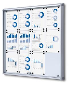 Vitrina de informatii interioare cu usi glisante 12 x A4 - spate tabla, aluminiu