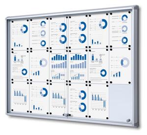 Vitrina de informatii interioare cu usi glisante 18 x A4 - spate tabla, aluminiu